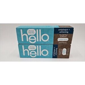 Twin Pack Hello Antiplaque + Whitening Toothpaste Peppermint 4.7oz 2 Packs 12/26